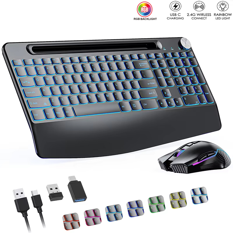 Gaming Keyboard And Mouse Combo Wireless - 2.4G&Type-C Wireless Keyboard Mouse Combo with
