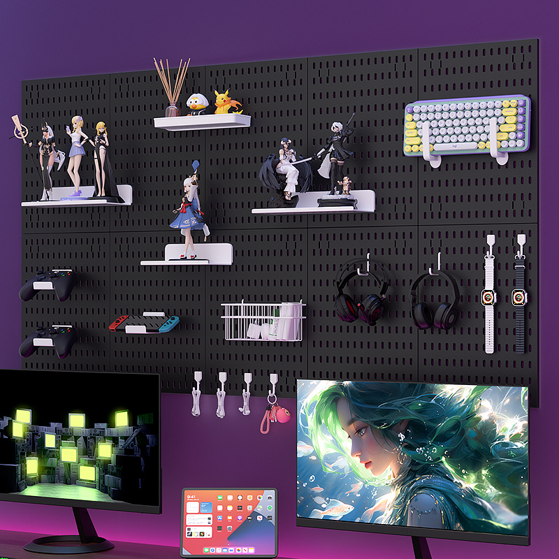 Gaming Keyboard Mouse - Adhesive Pegboard Shelf for Gaming –