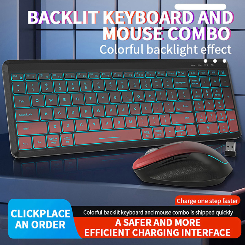 RGB Backlit Silent Wireless Ke - Gaming Keyboard Bundle recension och pris