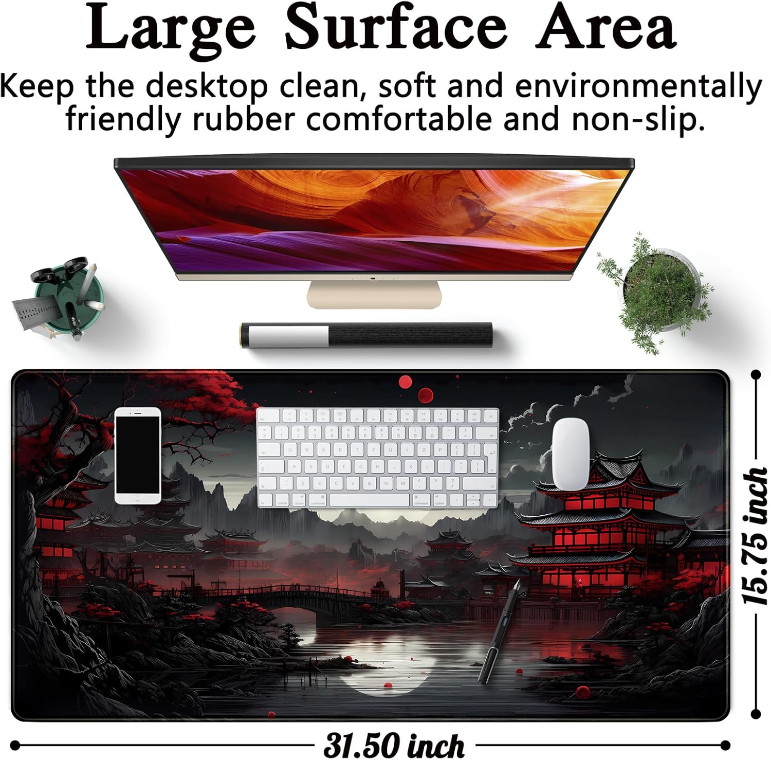 Japanese Desk Mat Riverside Fu - Gaming Keyboard Mouse recension och pris