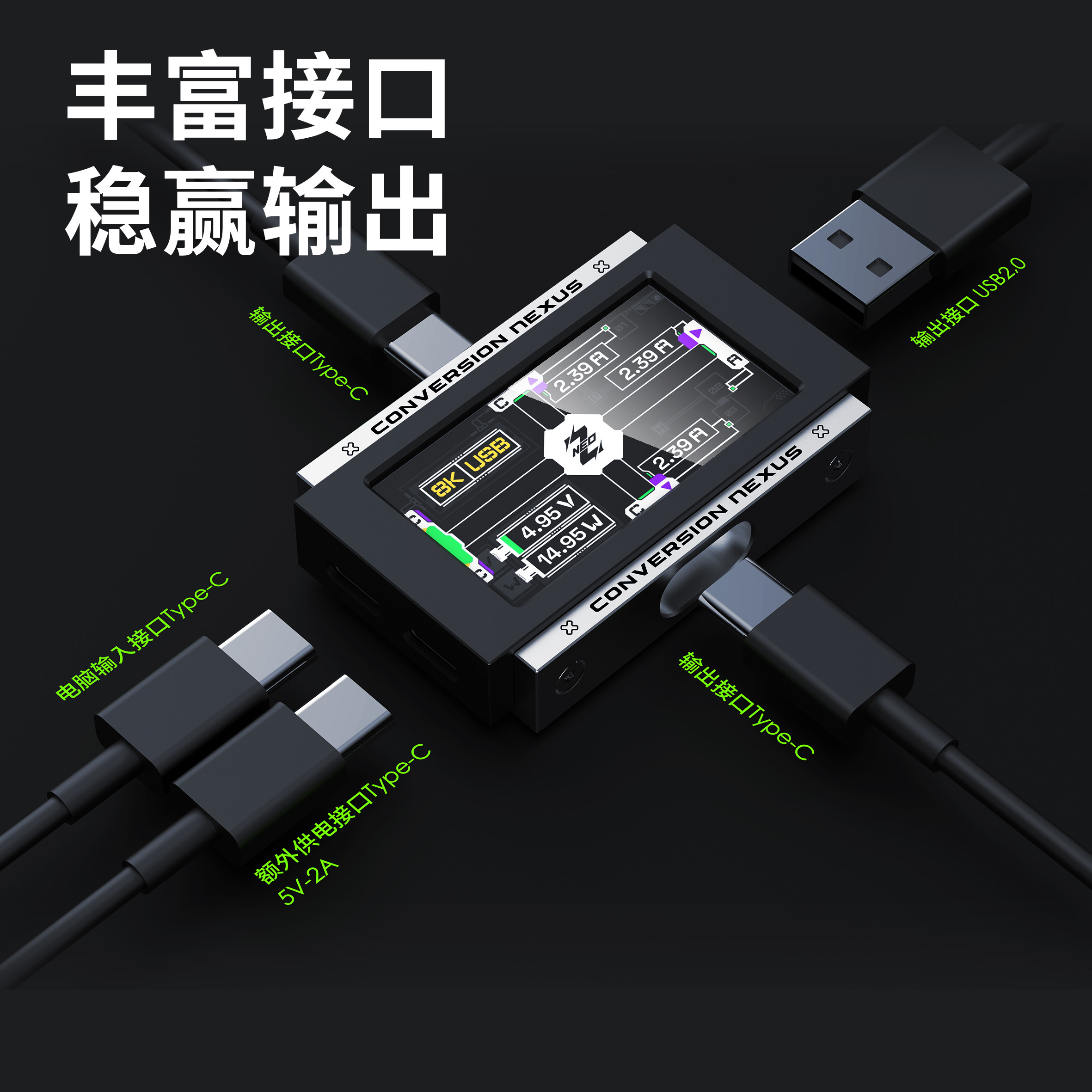 2-in-3-out Gaming USB Hub Inde - Gaming Keyboard Splitter recension och pris