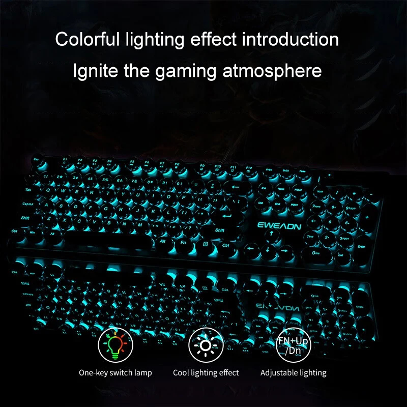 Retro Punk Mechanical Feel Key - Gaming Keyboard And Mouse Combo Wireless recension och pris