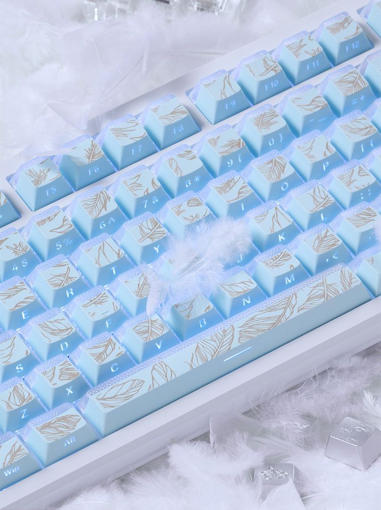 Feather Pattern 97 Keycaps Che - Gaming Keyboard Tkl recension och pris