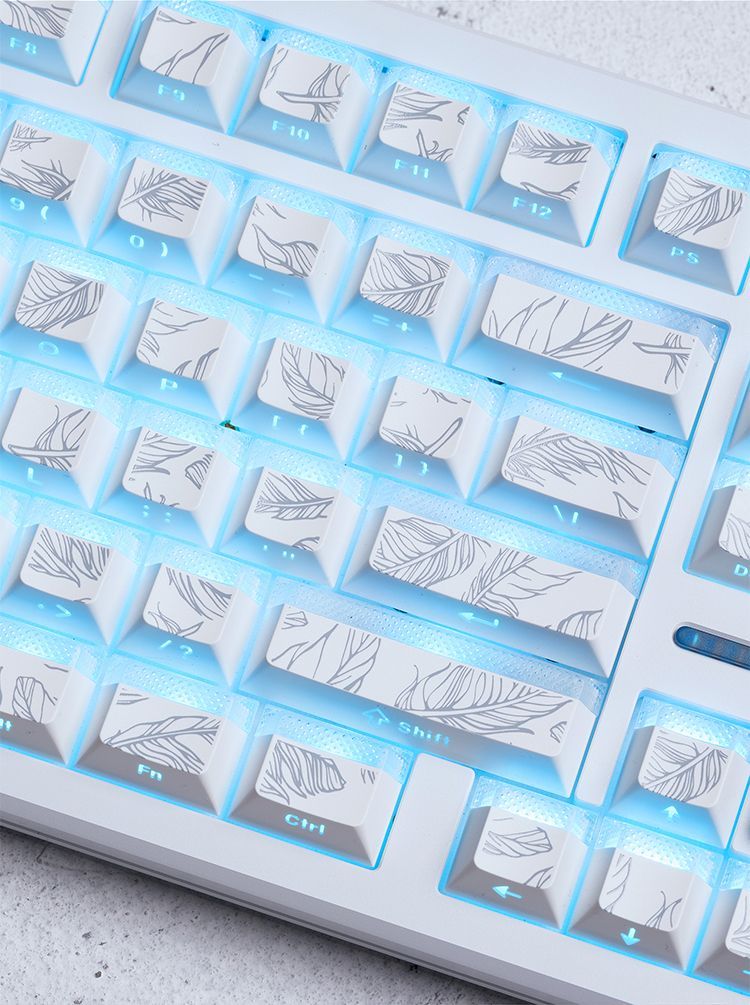 Feather Pattern 97 Keycaps Che - Gaming Keyboard Tkl recension och pris