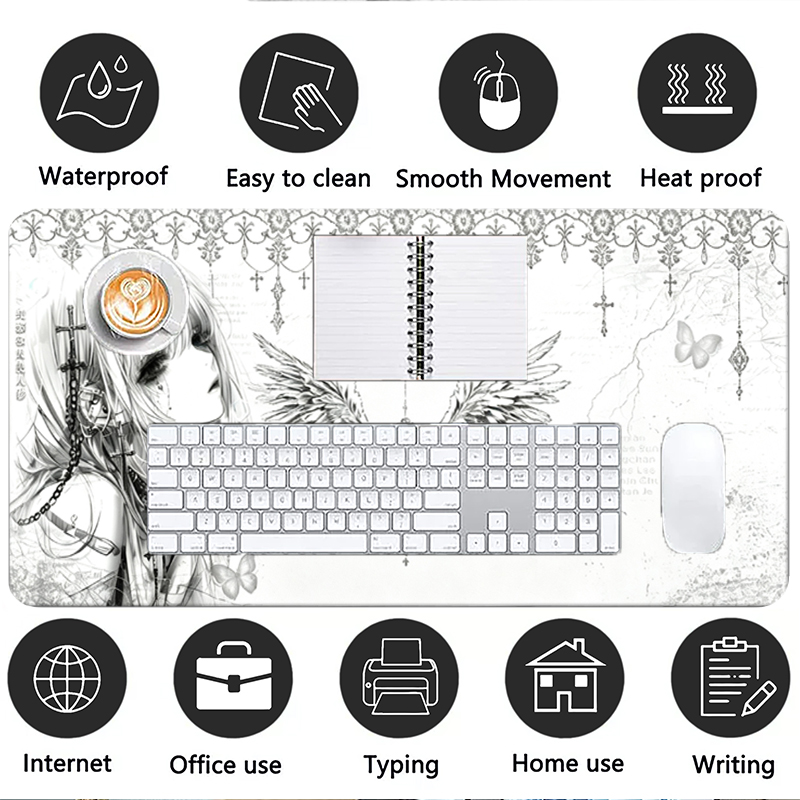Leather Mousepad Black White A - Gaming Keyboard Mouse recension och pris