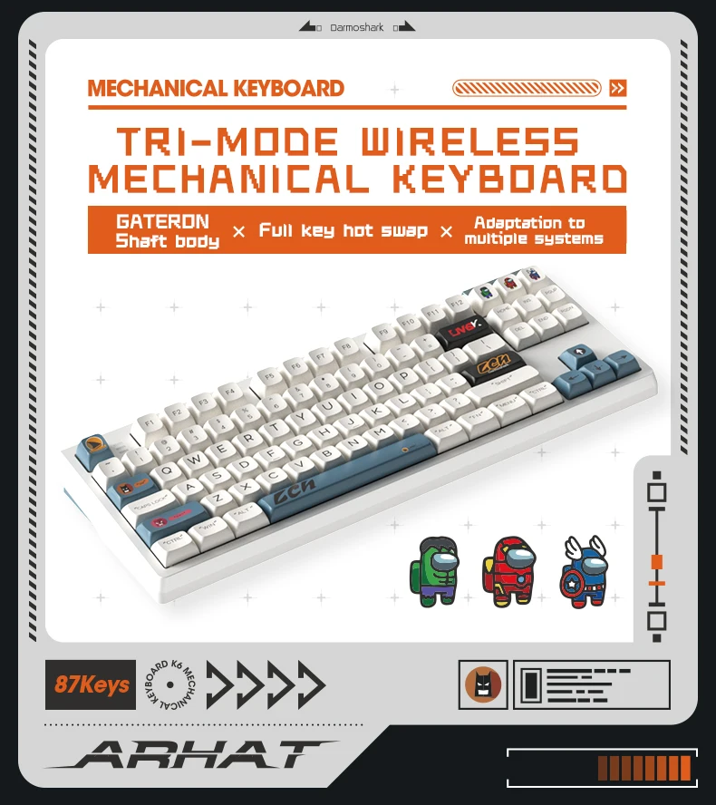 #For Darmoshark K6 Kit High Qu - Gaming Keyboard Tkl recension och pris